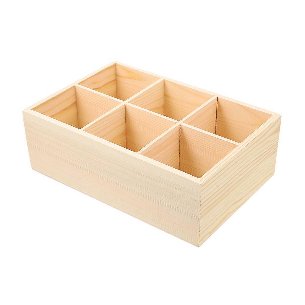 Wooden Desk Pen Holder in Khaki for Home Use and Practical Multislots Marker Organizer 7.5 x 3.2 x 4.1 inches