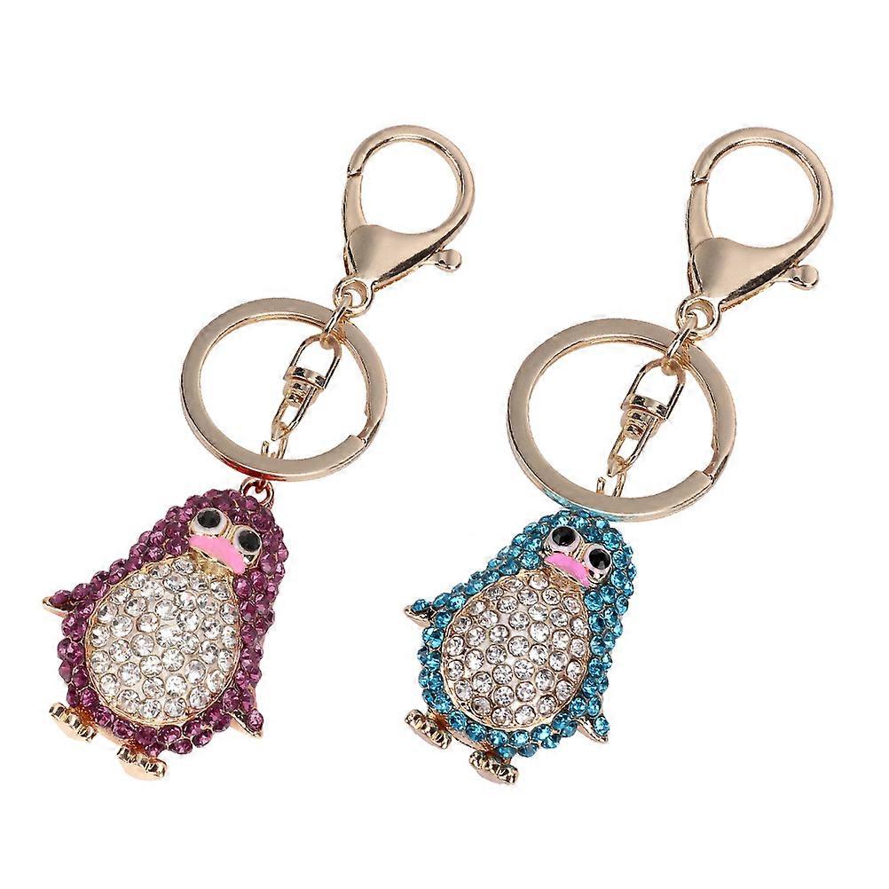 Penguin Keychain Zinc Alloy Penguin Pendant for Decor 2Pcs Keychain Ornaments