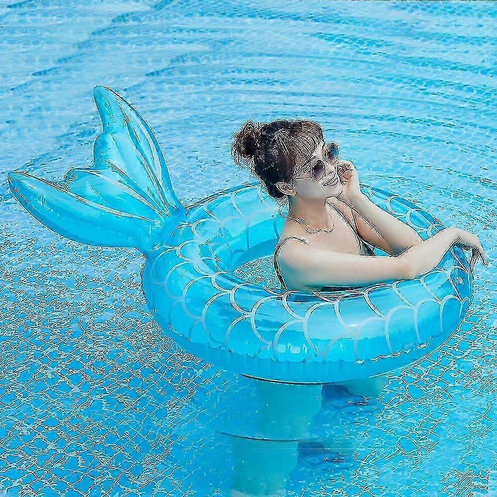 Blue Inflatable Circle Float - 90cm Swimming Ring for Safe and Comfortable Pool Relaxation
