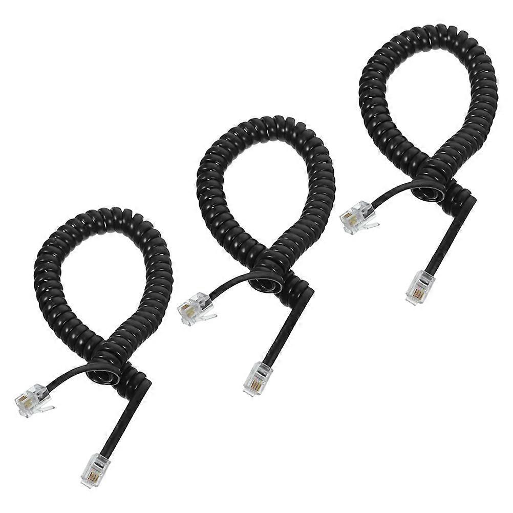 3pcs Durable Coiled Telephone Cords for Landline Phones – Stable Signal Transmission, Soft and Reliable for Clear Communication