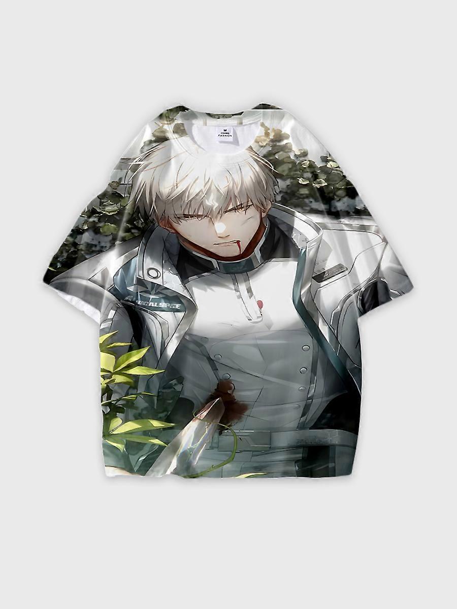 T-shirt round neck Role Pattern loose short sleeve B775