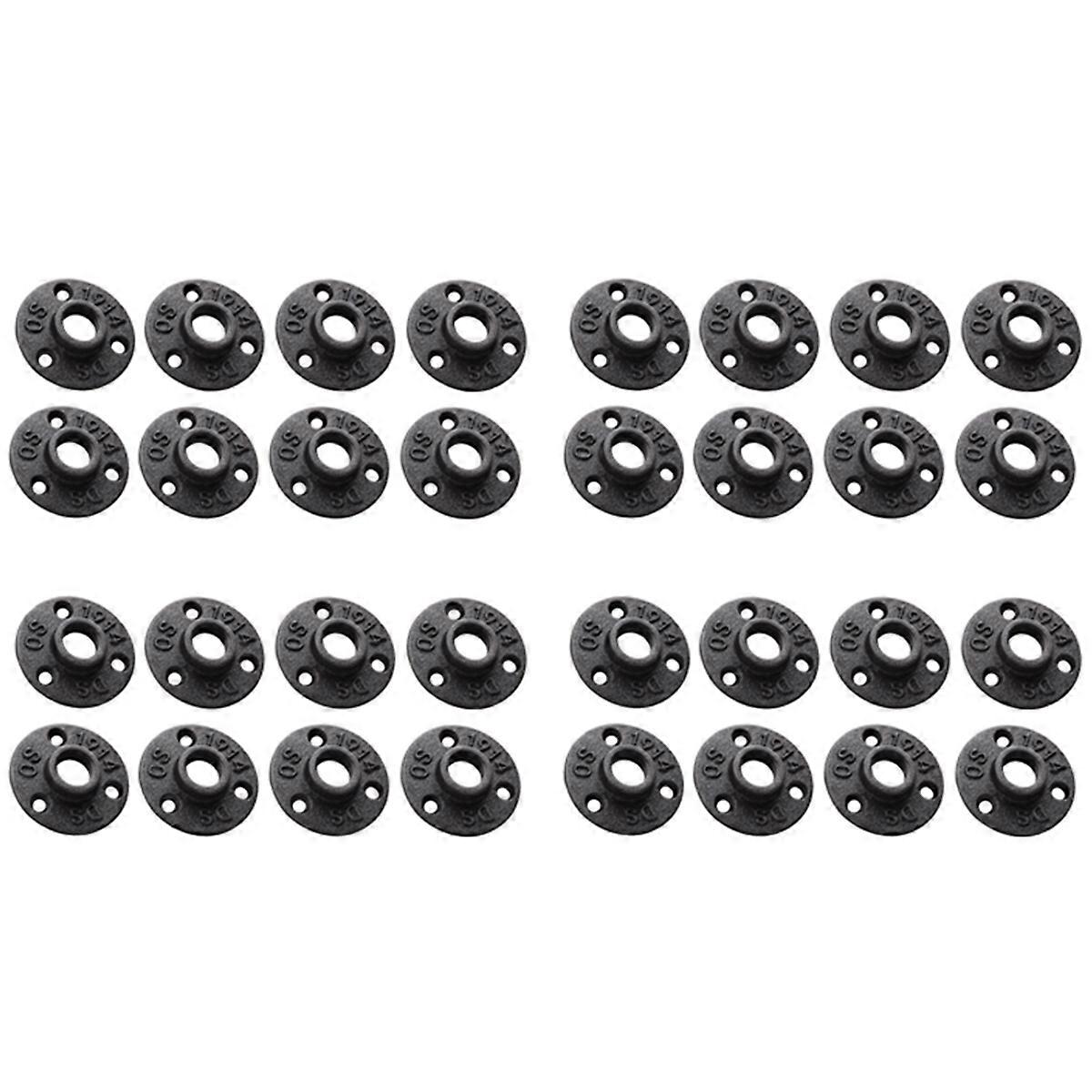 1/2 Inches Malleable Cast Iron Pipe Flange, 1/2 Inches Black Pipe Threaded Pipe Nipples, 32 Pcs
