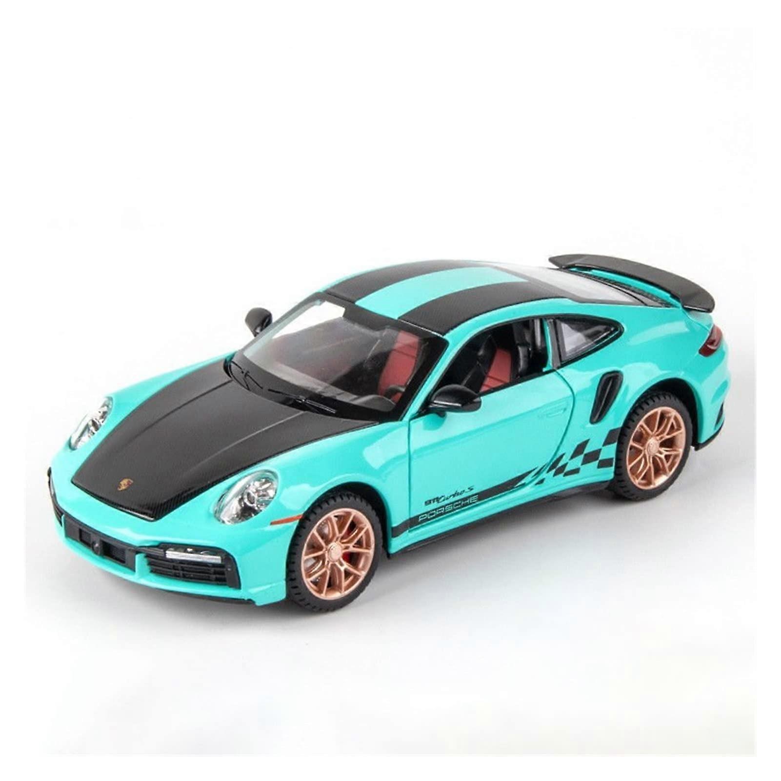 911 Turbo S Diecast Model Car 1:24 Scale Metal Racing Car with Sound and Light Features Green Replica