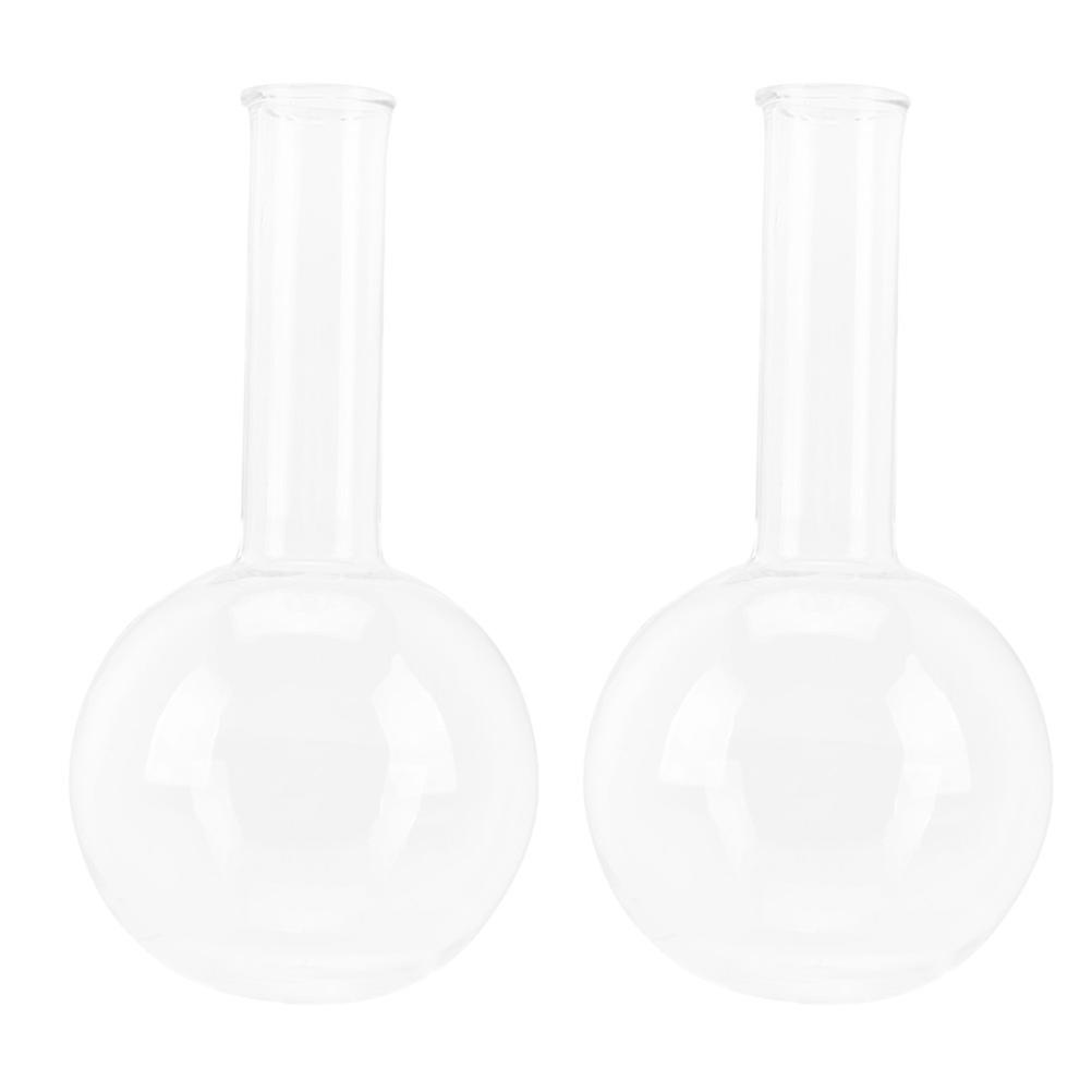 Glass Beakers Set of 2Pcs Round Bottom Transparent Flasks Ideal For Laboratory Use With Dimensions Of 15.00X8.00X8.00CM Suitable For All Ages
