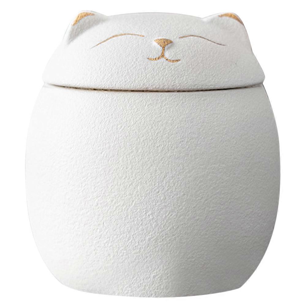 Cute Cat Ceramic Tea Canister with Lid Creative Animal Design Storage Jar for Home Decor, Multi Functional Sealed Container for Tea Lovers