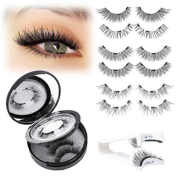 Natural Magnetic Eyelashes with Applicator Reusable Magnetic Eyelashes No Eyeliner Required 3 Types Eyelashes Set Clear Strip Eyelashes False Ey