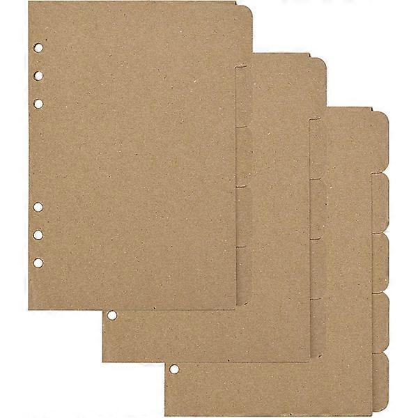 3 set Kraft paper index tabs for 6-hole binders notebooks travel journal diary planner (a5)