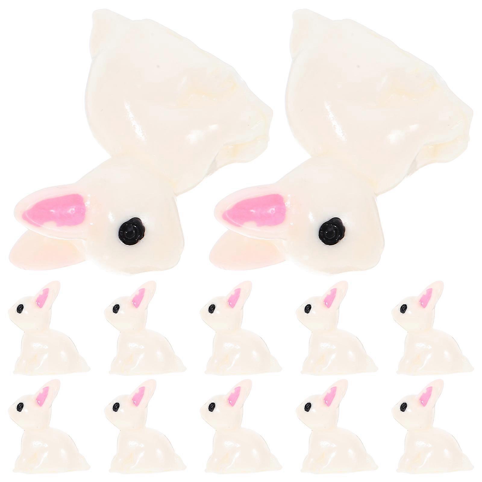 Cute Rabbit Toy Set Accessories for Decoration 35 Pcs White Synthetic Resin Crafts Small Size