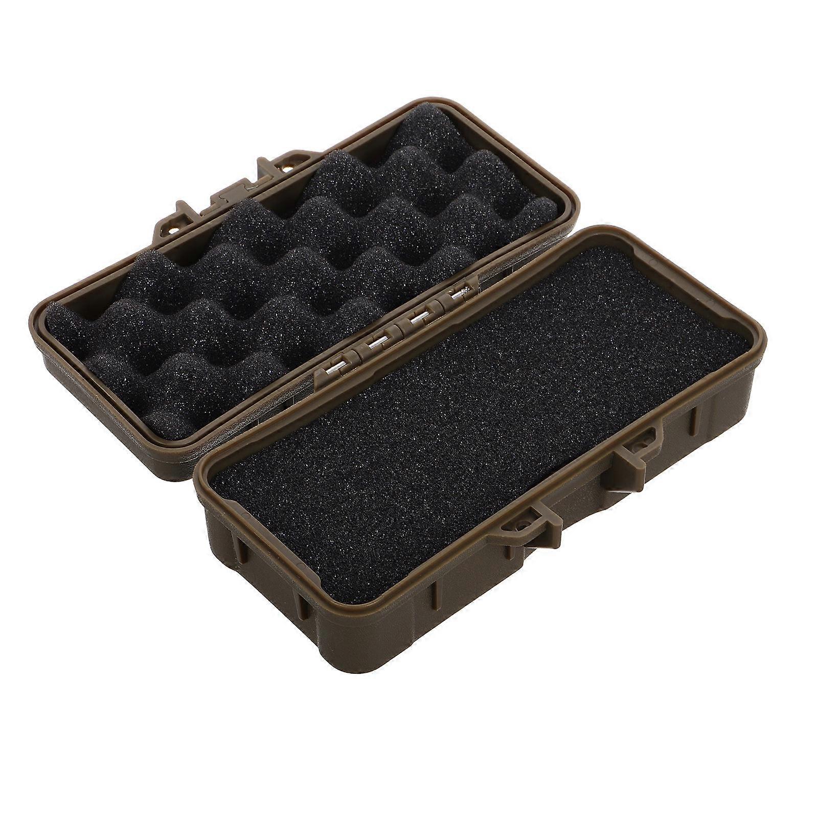 صندوق تخزين البقاء على قيد الحياة في الهواء الطلق حاوية بلاستيكية محكمة الإغلاق مقاومة للصدمات 1 عبوة بني 15.50X8.00X6.00CM للمشي للتخييم