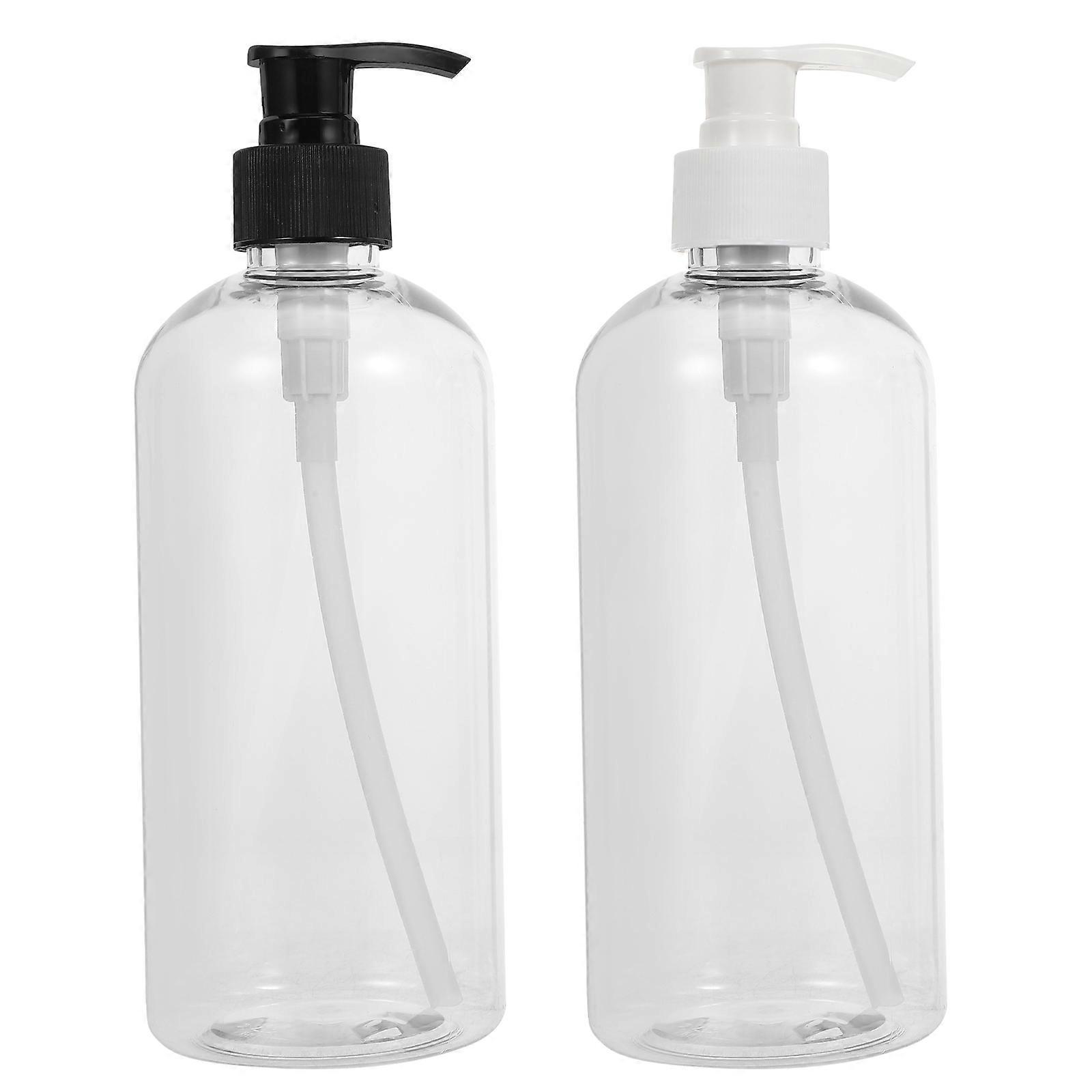 Plastic Pump Bottle 500ml Clear Round Shoulder Great For Shampoo Bottle And Lotion Storage 2Pcs