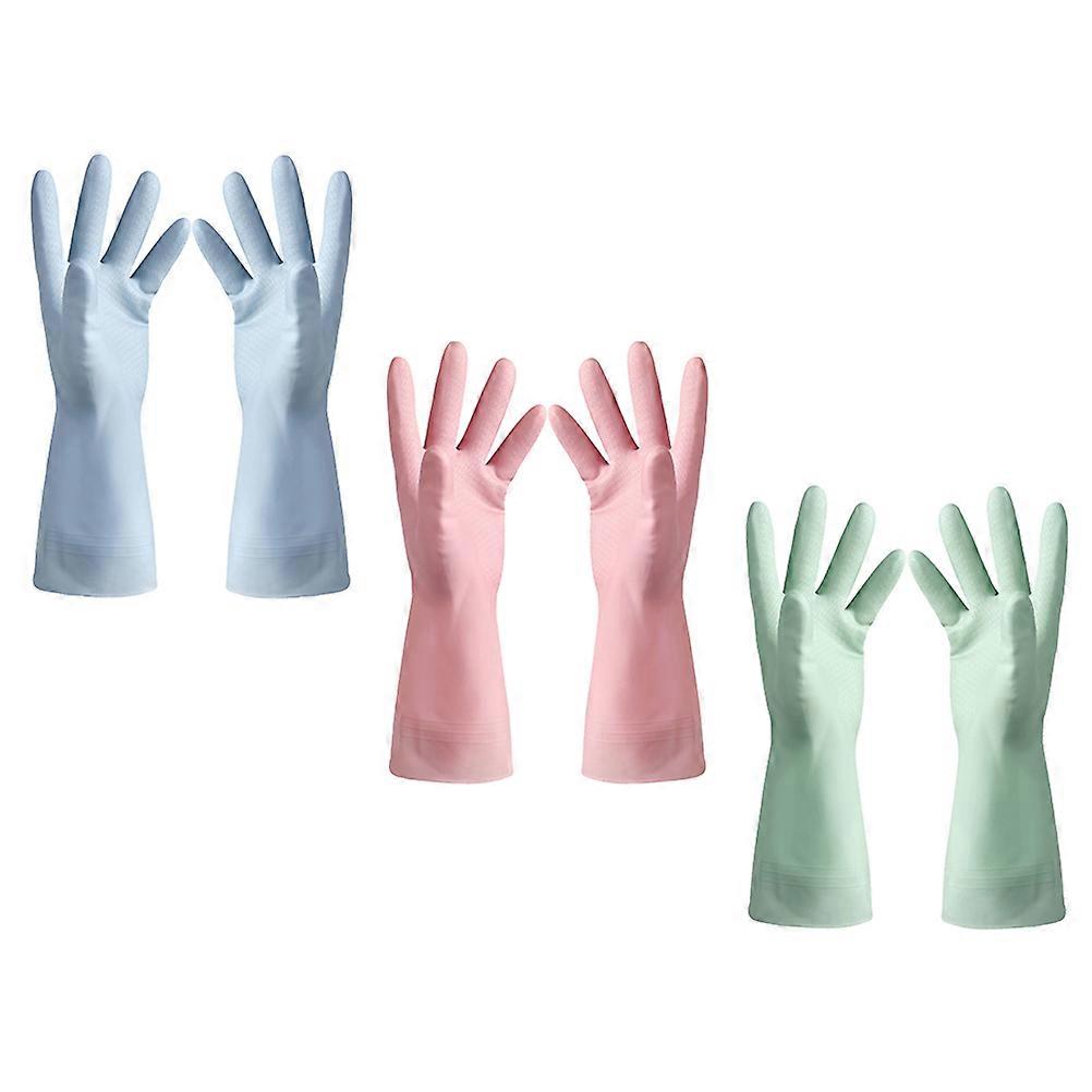 Protective Dishwashing Gloves Ideal For Household Users In Long Length With Anti-skid Design And Waterproof Quality Available In 3 Pairs