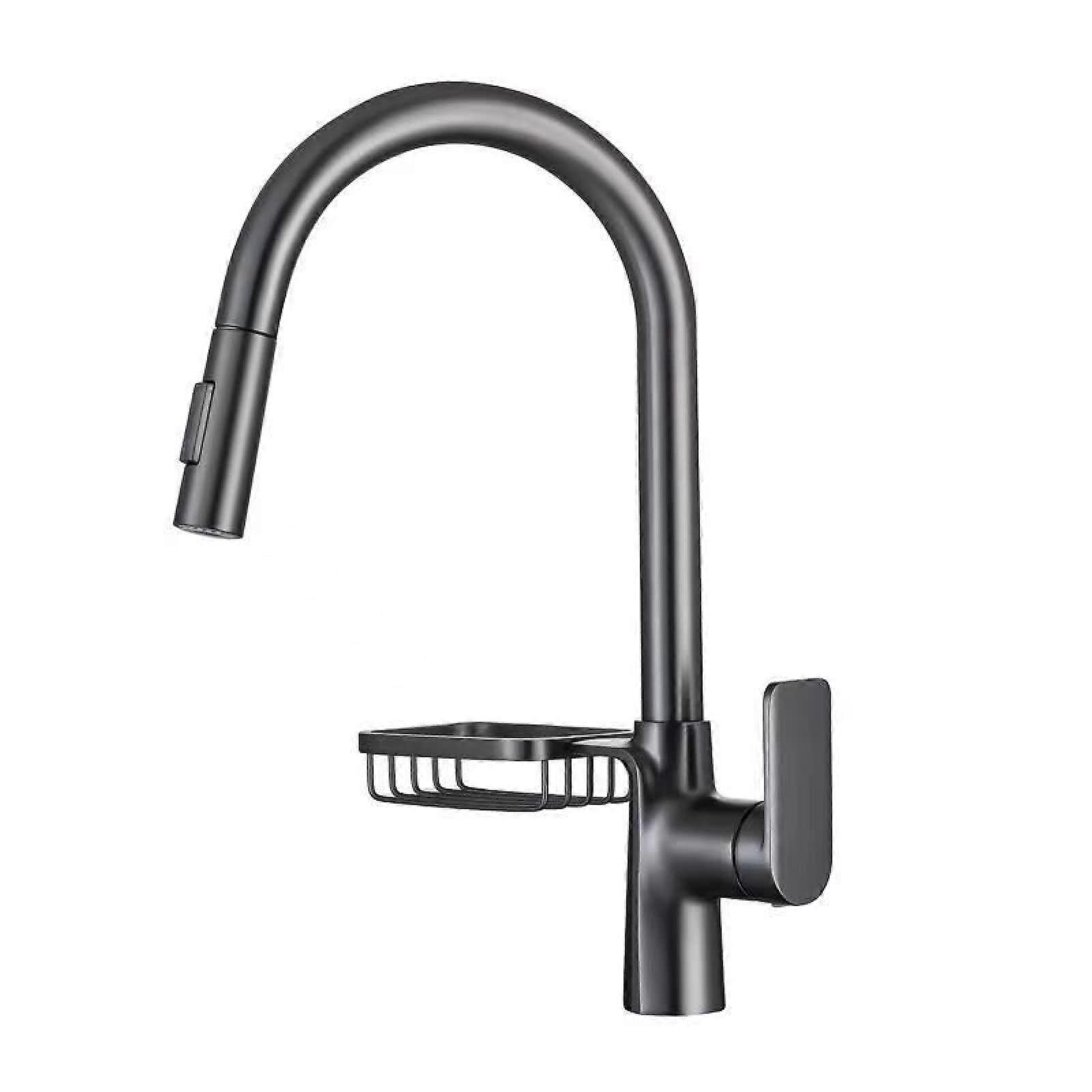 LYSDJEH Pull Down Sprayer, Single Handle Water Mixer, 360° Rotating Kitchen Faucet, Black