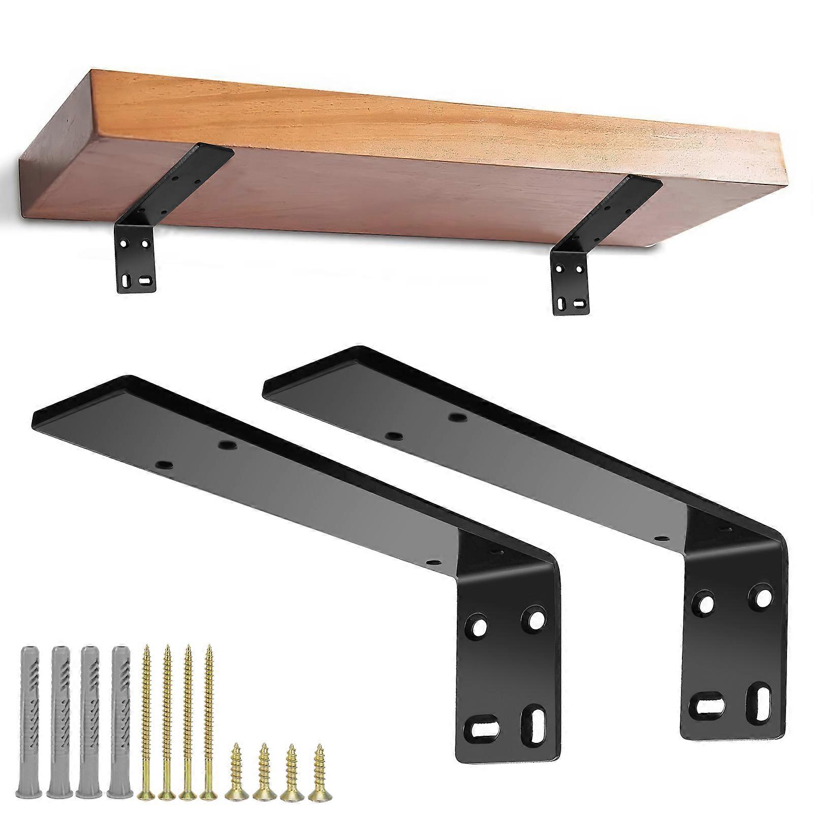2pcs Wall Shelf Brackets (Black-140mm)