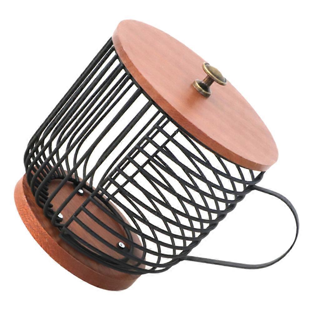 Coffee Holder Basket Iron Storage Organizer for Home Black Large Capacity 9.84x5.91x5.31 Inches
