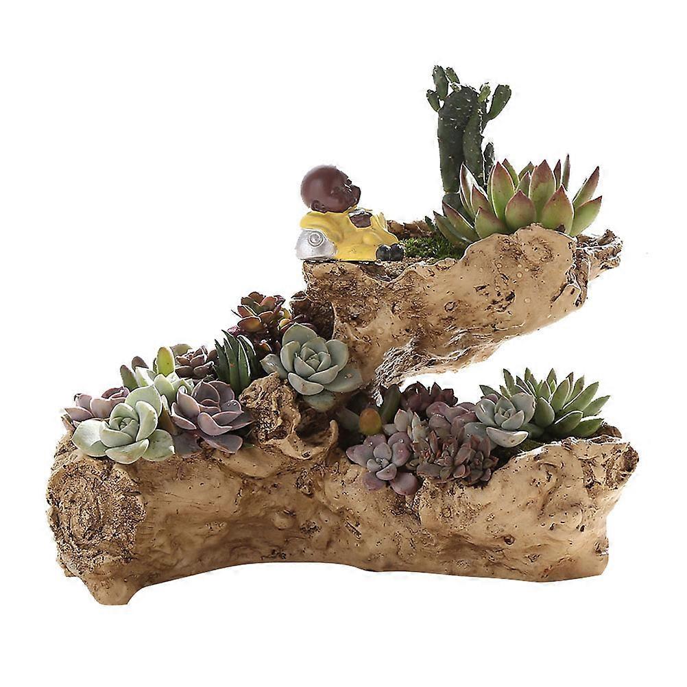 Resin Succulent Planter, Artificial Driftwood Design for Unique Floral Arrangements
