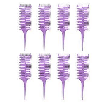 8pcs Pente de cauda 3 lados Abs Tintura de cabelo Styling Ferramenta de cabeleireiro roxo para salão doméstico SZRH A-SD