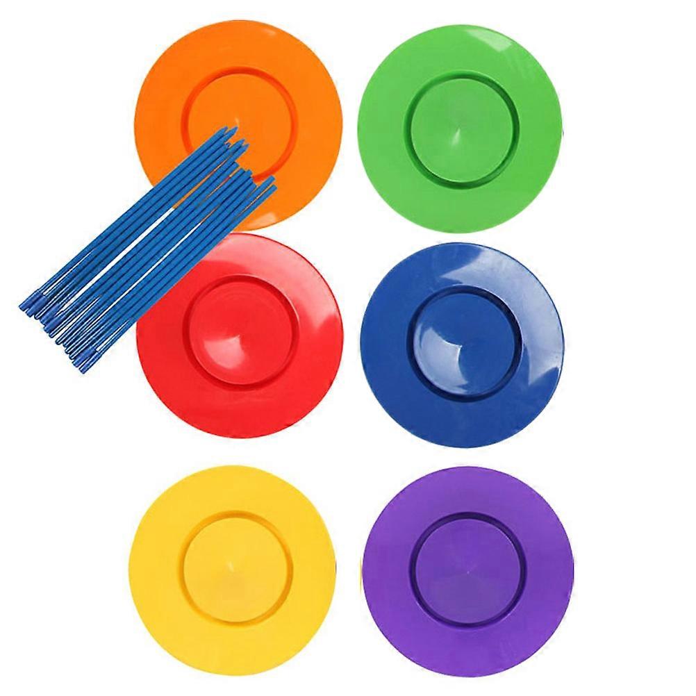 6PCS Plastic Juggling Plates With 12PCS Sticks Juggling Set Toy for Kids