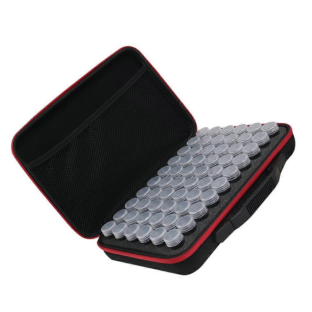60PCS Beads Painting Storage Box with Durable Bottles & Red Bag for Organizing Craft Accessories – Decorative Embroidery Display Case