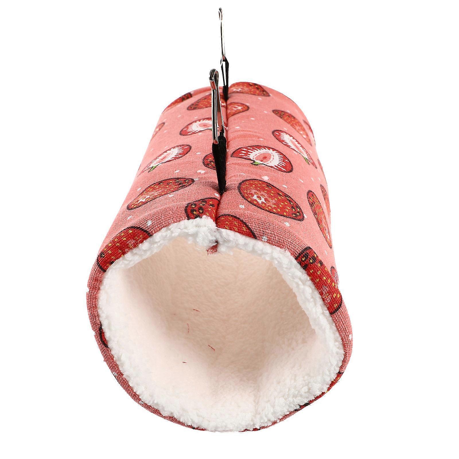 Pet Tunnel Nest for Hamsters, Guinea Pigs, and Chinchillas – Durable, Warm, Soft Sleeping House with Strawberry Design