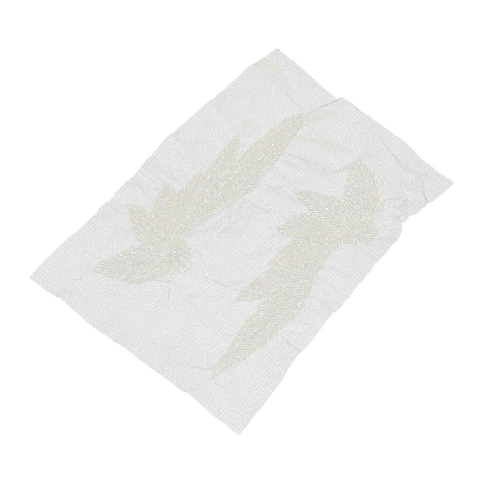Elegant White Glass Appliques for Clothes Decoration with Durable Workmanship and Chic Design 1 Pair