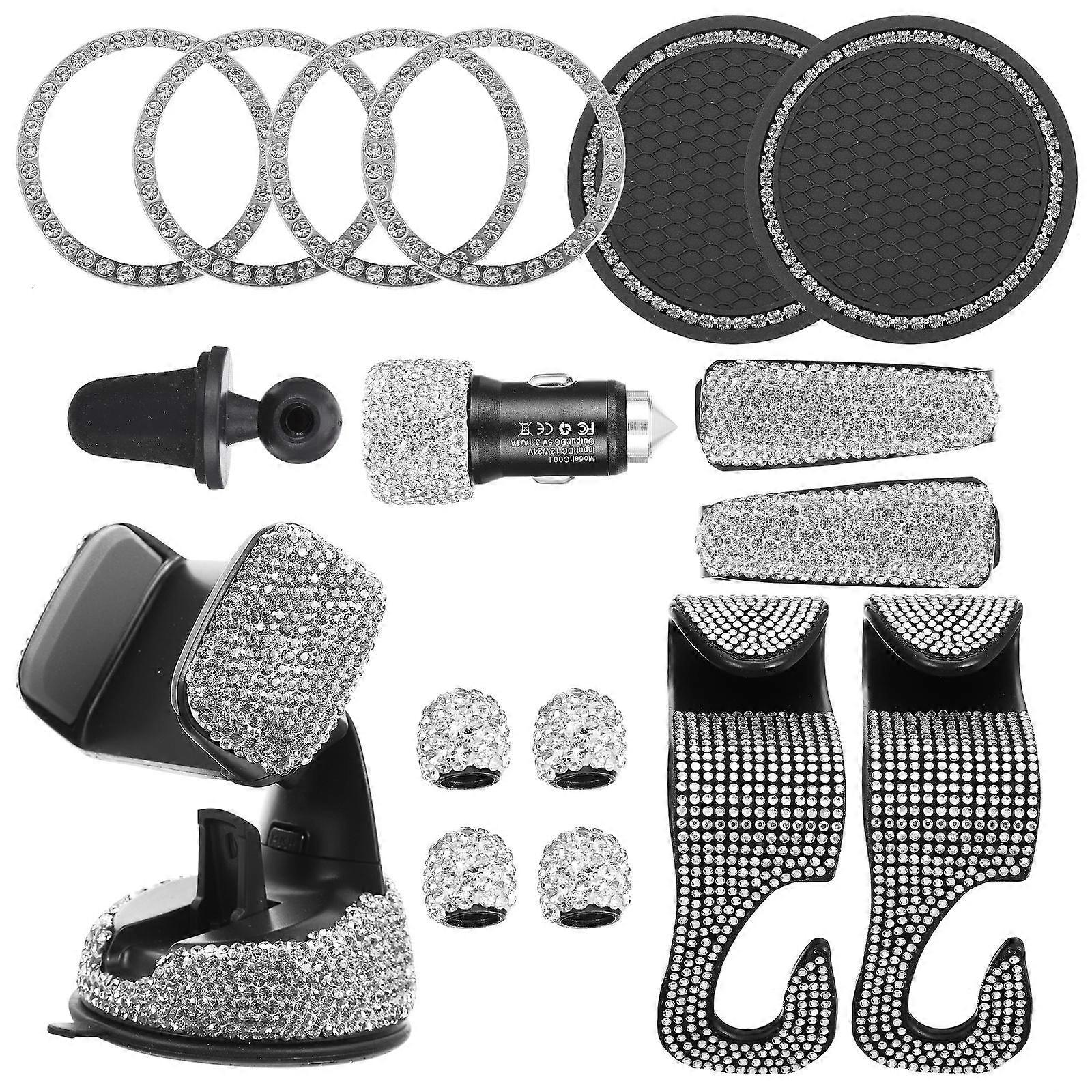 Car Accessories 1 Set Rhinestone Phone Mount For Women Elegant Coaster Decorative Functionality
