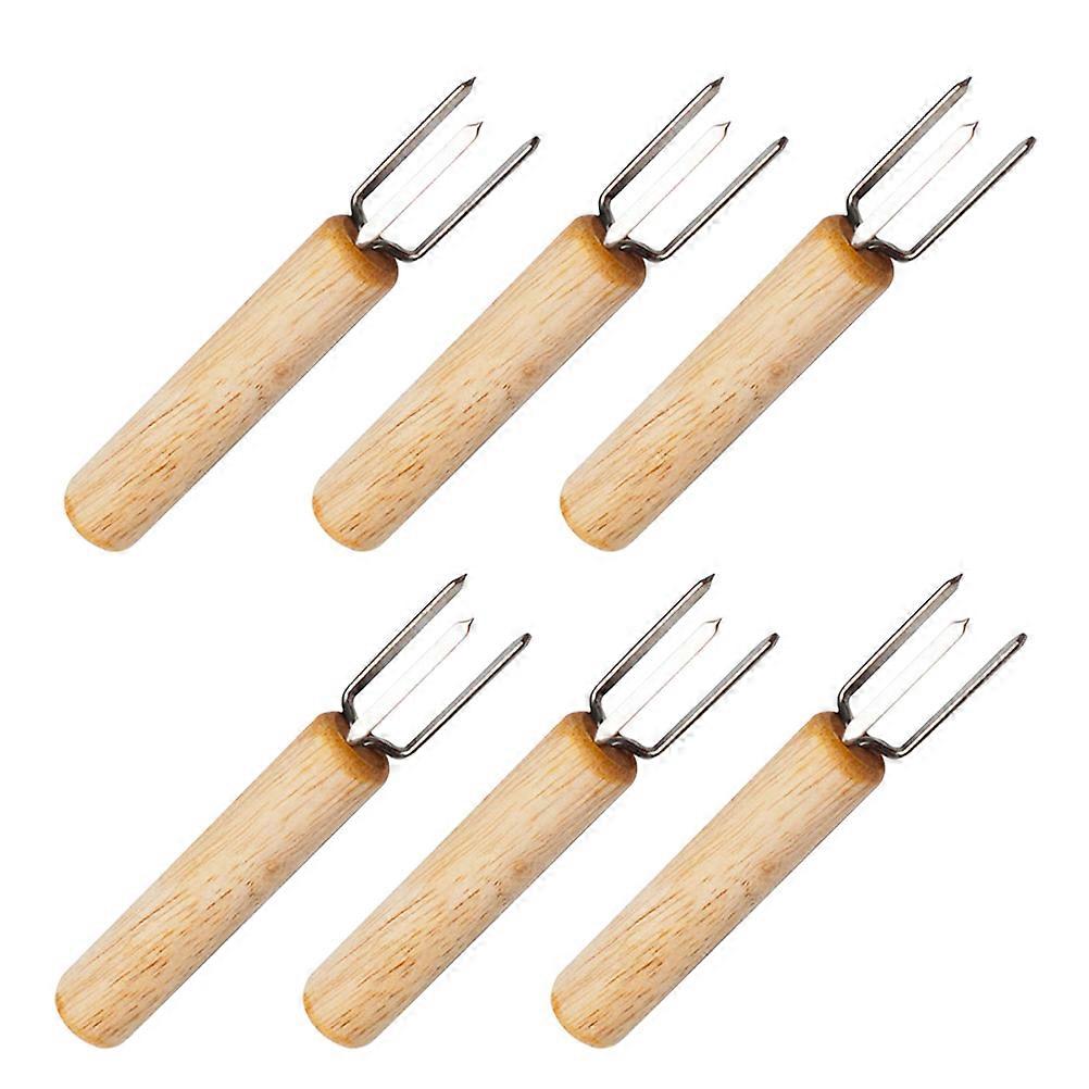 Corn Barbecue Forks 8Pcs -Grip Handle Bamboo Forks Set for Corn Use