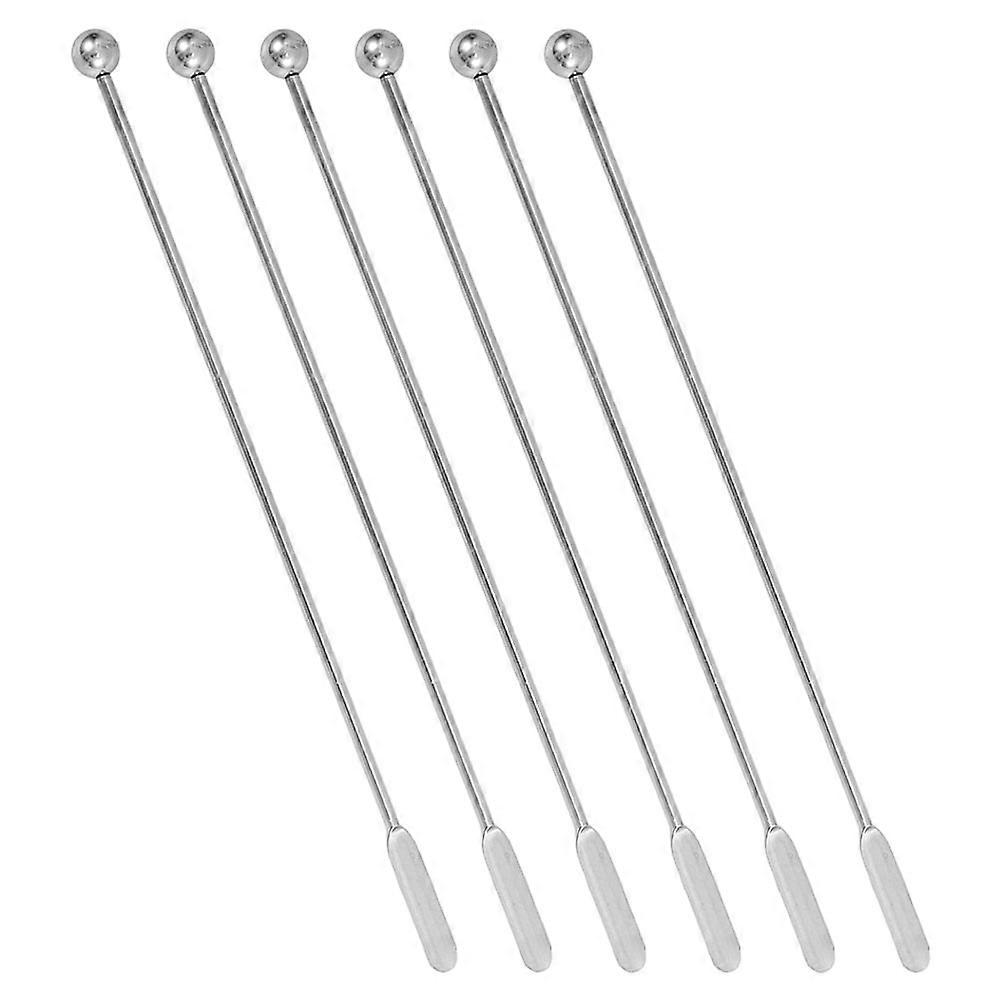 Cocktail Swizzle Sticks 6Pcs Durable Stainless Steel Stirring Rods Small Rectangular Paddles For Outdoor Picnics