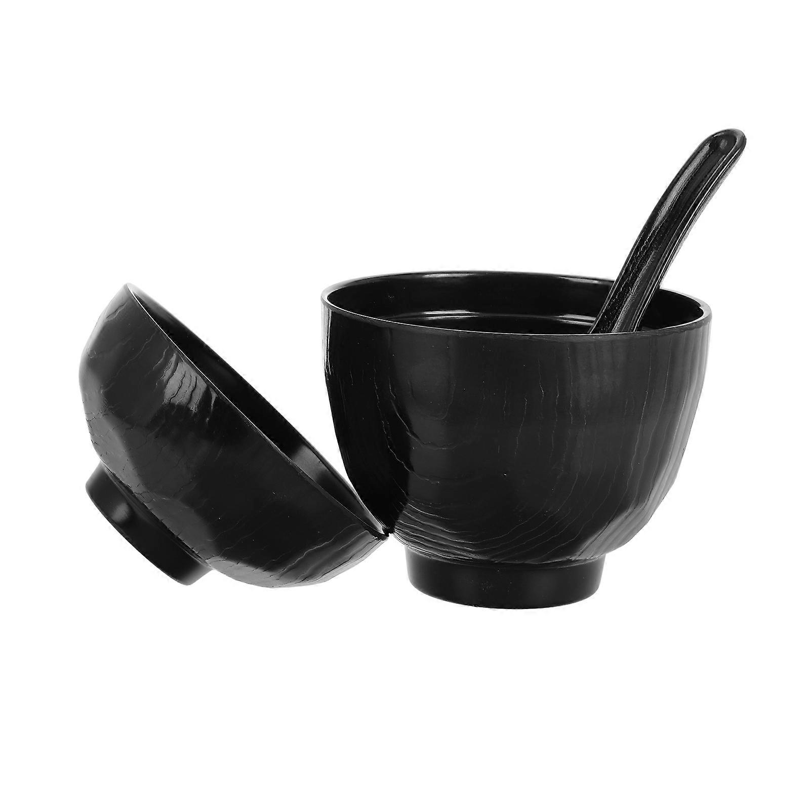 Versatile Use Miso Soup Bowl With Lid And Spoon Korean Style Noodle Rice Bowl For Restaurant Use 10.00X9.50X9.50CM 2Set