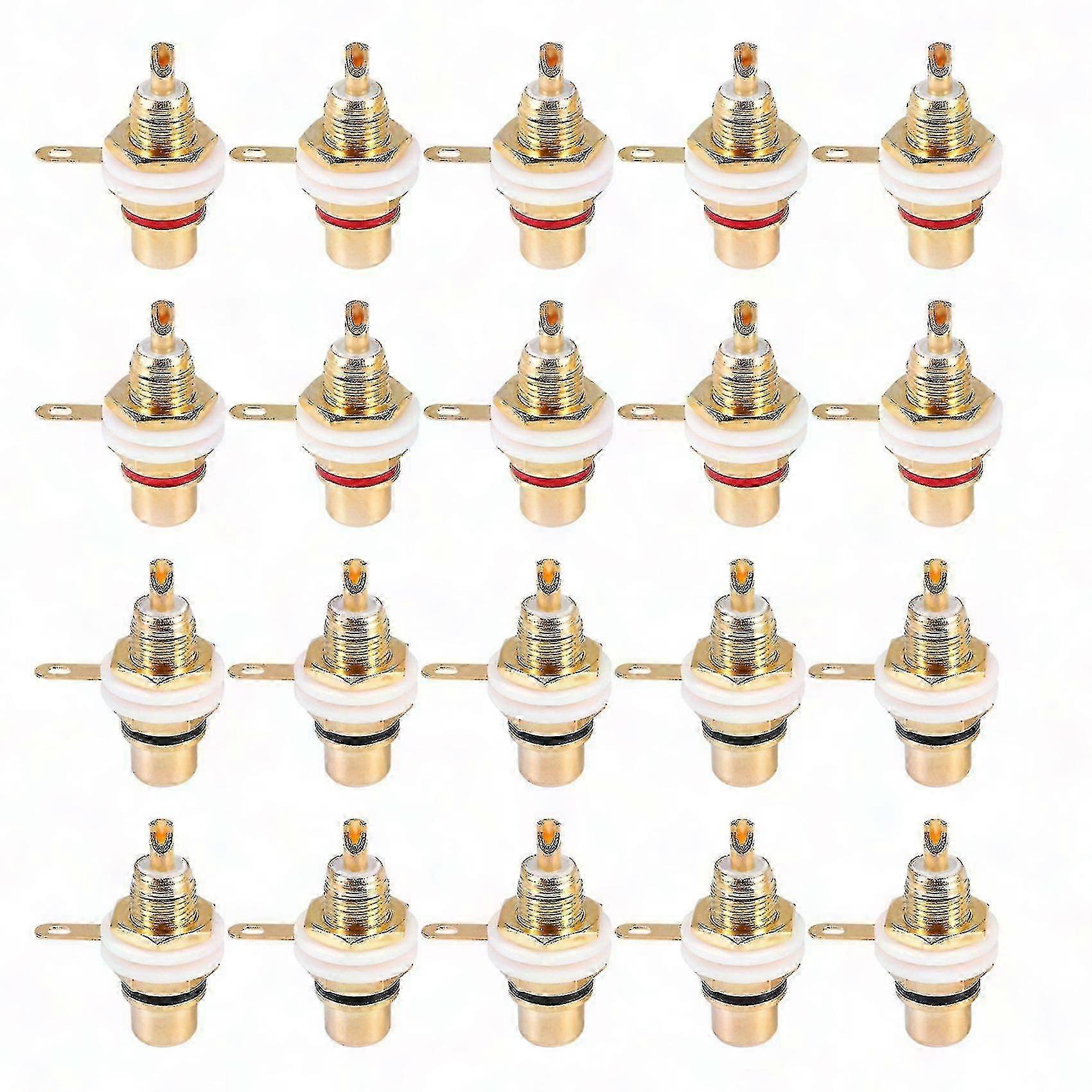 20pcs Gold Plated Rca Terminal Plug Female Socket Chassis Panel Connector For Amplifier Speaker