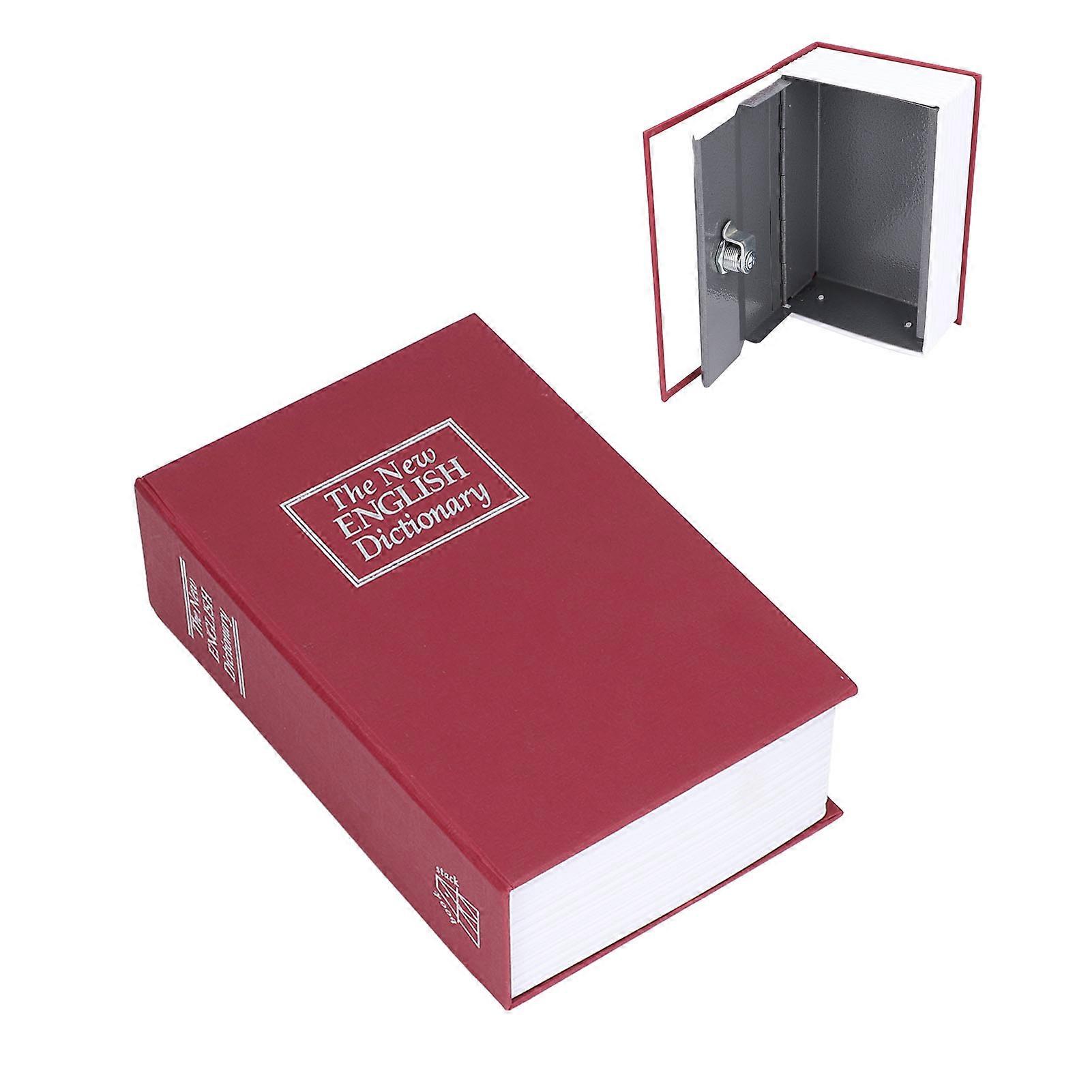 Red Book-Shaped Safe Box Decorative Storage Case Steel Key Lock