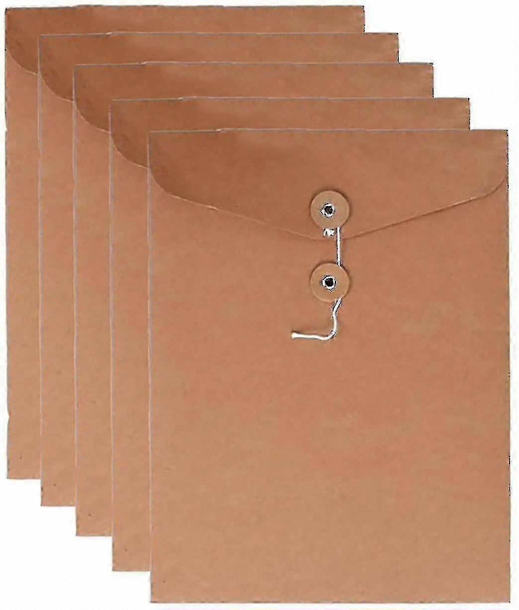 A4 Document Organizer with String Closure - Pack of 5 Flat File Folders for Project Storage and Letter Management