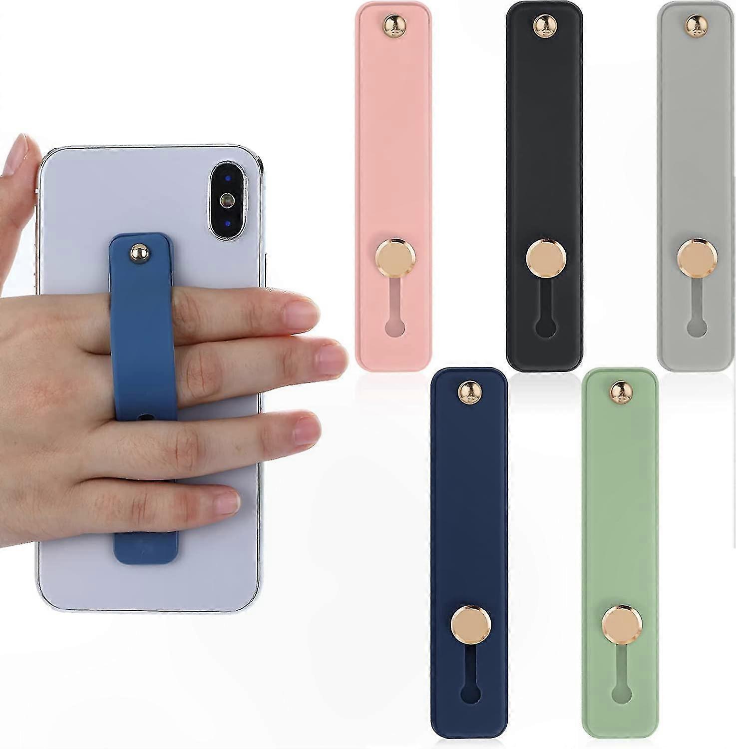 Silicone Phone Grip Set, 6-Pack Adjustable Mobile Holder with Finger Loop, Telescopic Strap for Phones in Various Colors