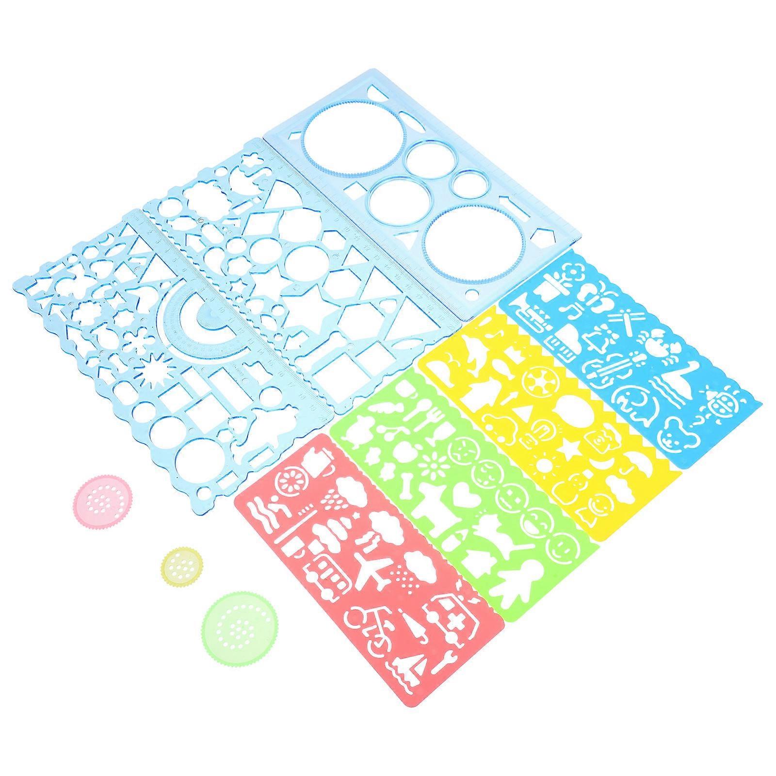 PP Drawing Stencils Set for Men with Geometric Templates Measuring Tools Assorted Color
