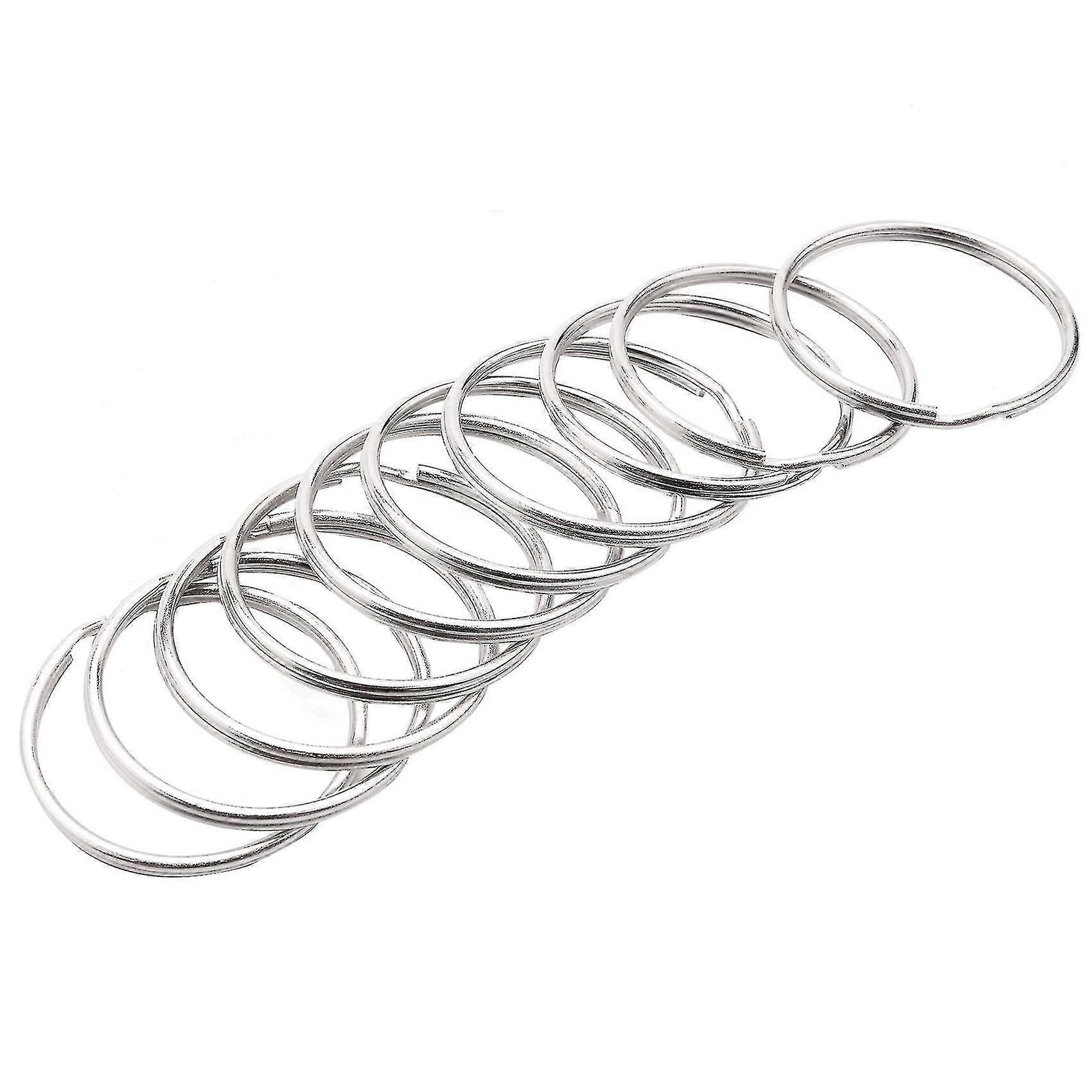 50mm Keyring Split Ring Set, Large Nickel Key Loop Sprung Hoop