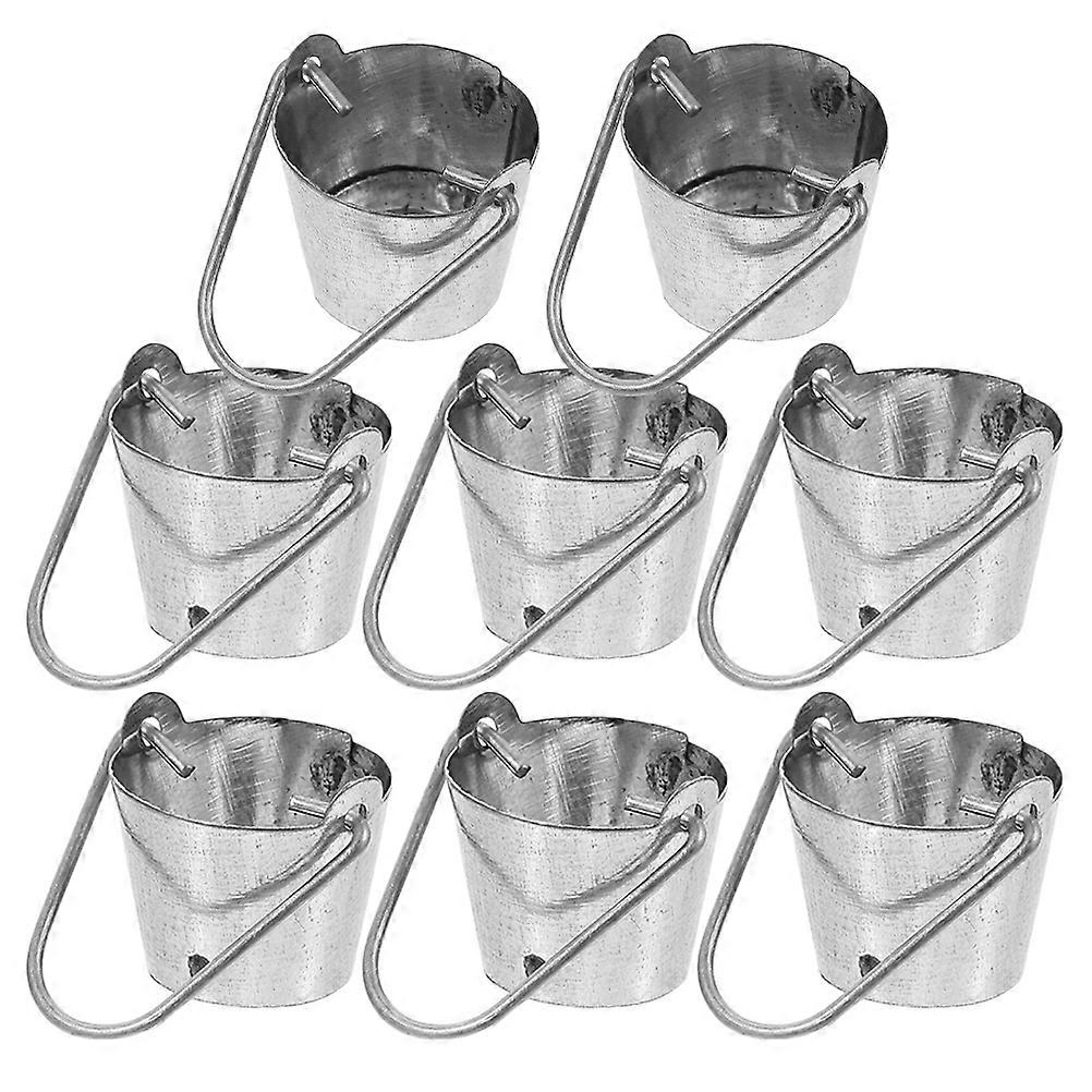 8pcs Mini Iron Buckets with Handles – Realistic Dollhouse Miniatures for Micro Landscape Decor, Reusable Metal Pails for Garden Ornaments