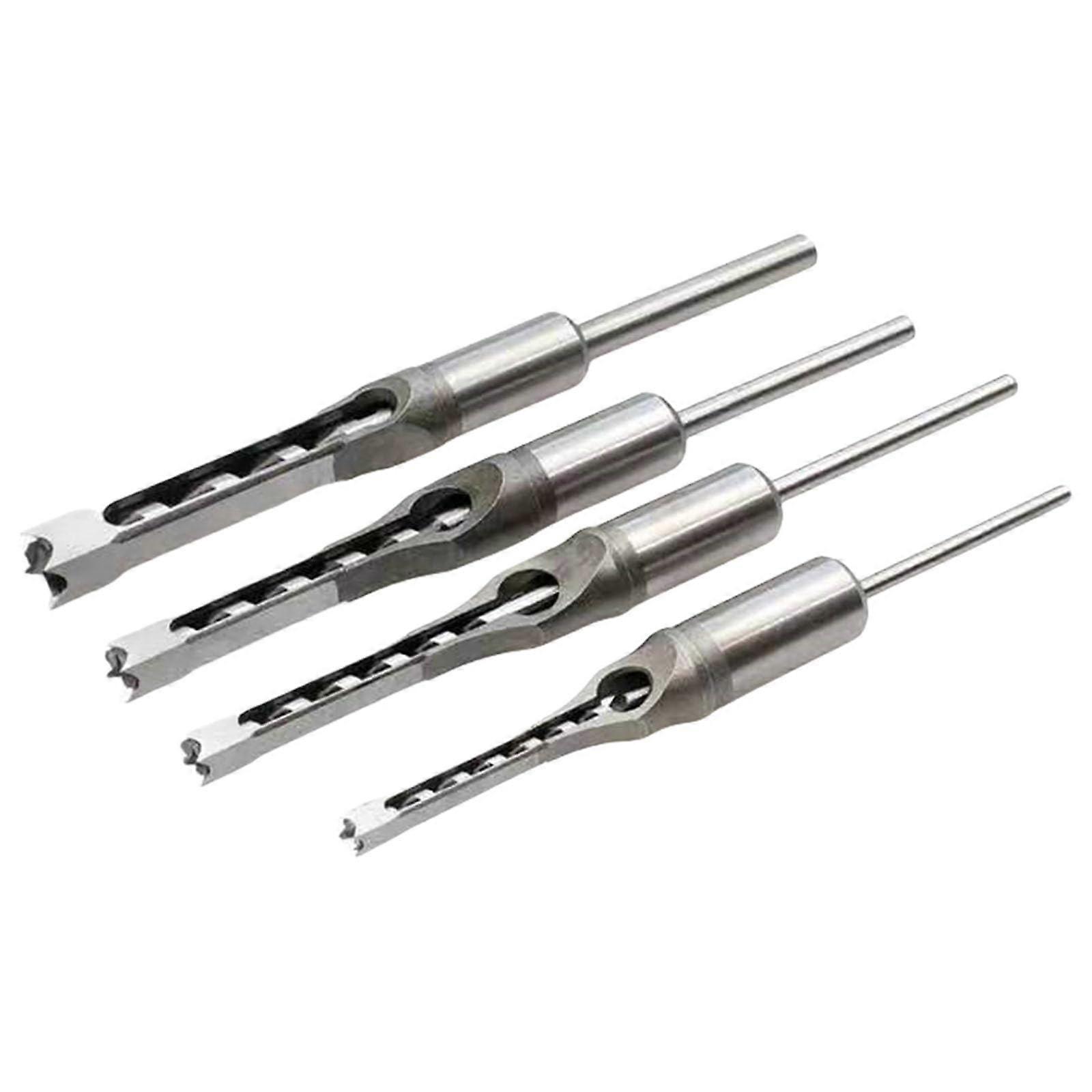 4pcs Square Hole Mortise Chisels Drill Bit Set For DIYer Enthusiasts Woodworking In Multiple Sizes