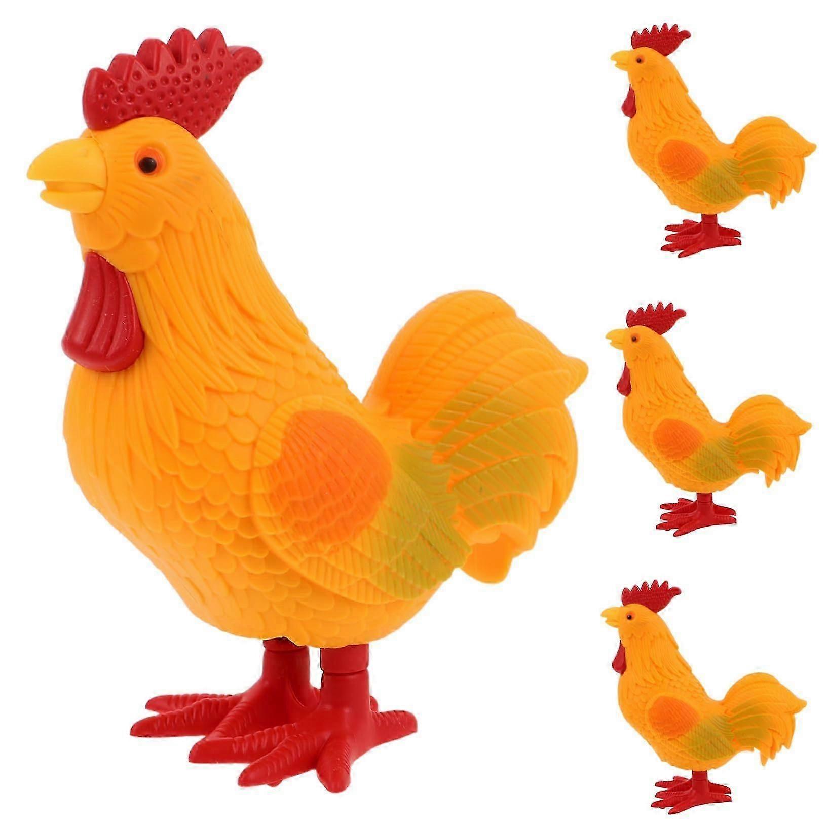 Set of 4 Clockwork Chick Toys: Wind-Up Jumping Chickens for Toddlers, Cute Farm Animal Party Favours