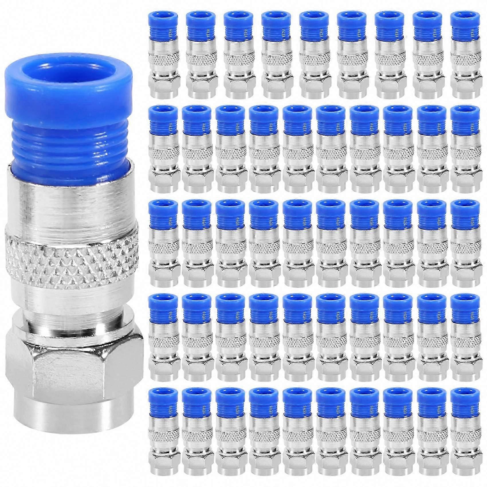 50PCS RG6 Compression Connectors for Coaxial Cable, Waterproof F-Type Compression Connector with RG6 Coaxial Compression Tool