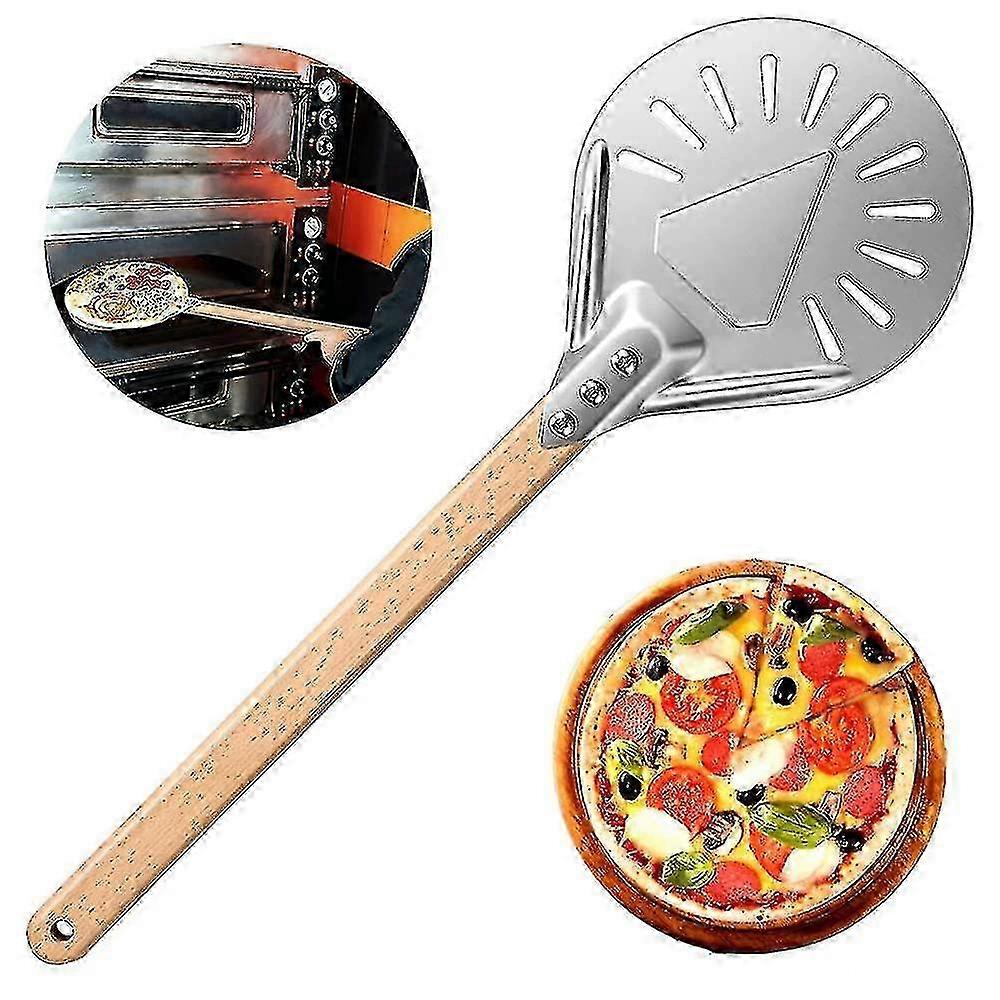 7 Inch Pizza Turning Peel with Wooden Handle - Pizza Shovel, Paddle Server and Cake Spatula for Home Baking