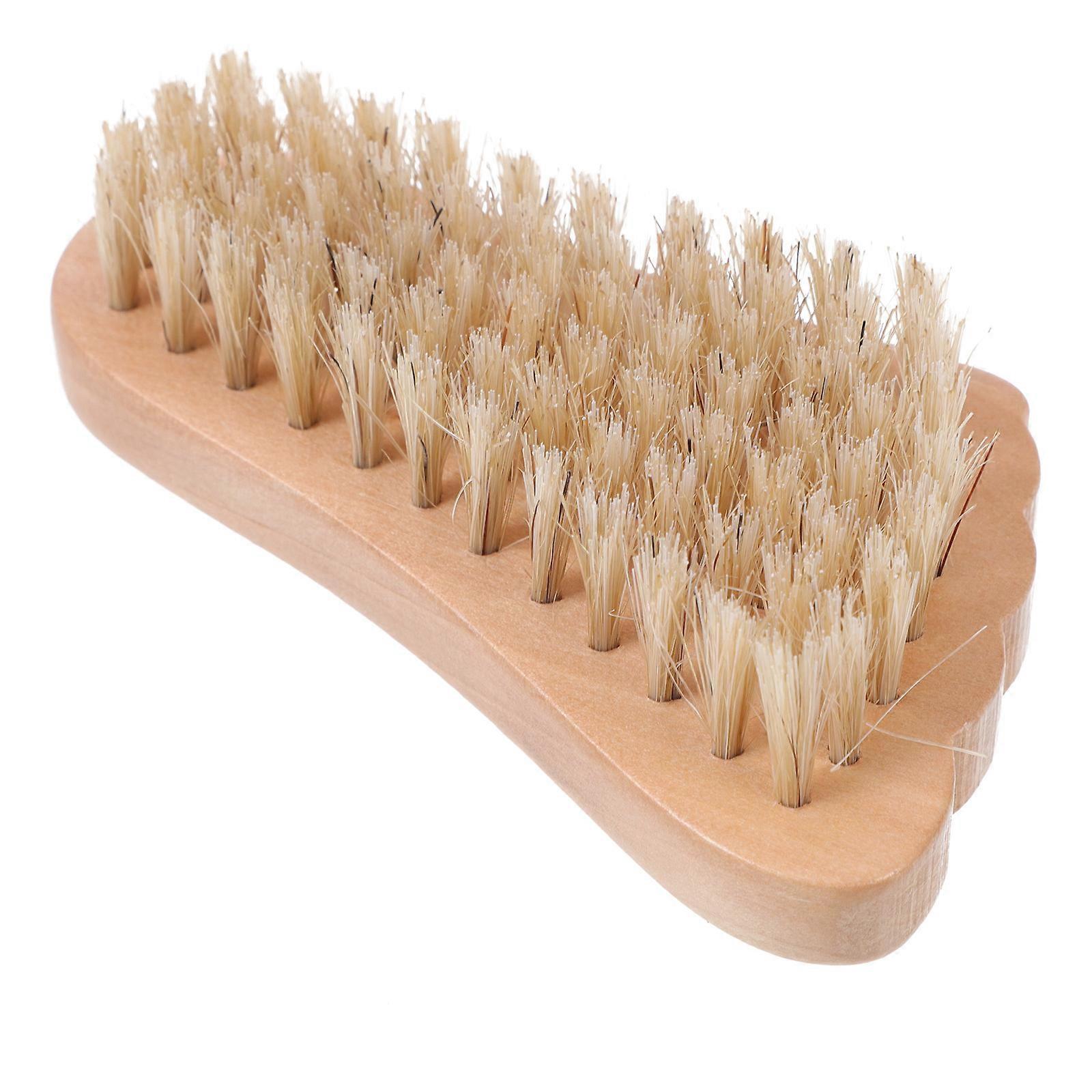 Fingernail Brush Wooden Pig Bristle Nail Art Equipment Daily Use Beige Durable for 1Set