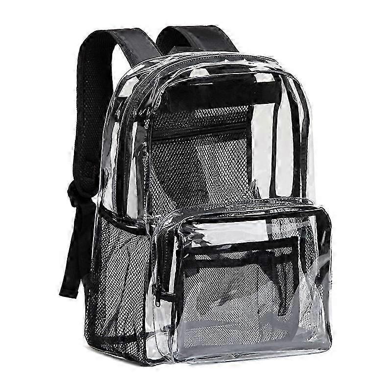 Work study transparent backpack heavy duty PVC transparent backpack black 17*7.5*12INCHS