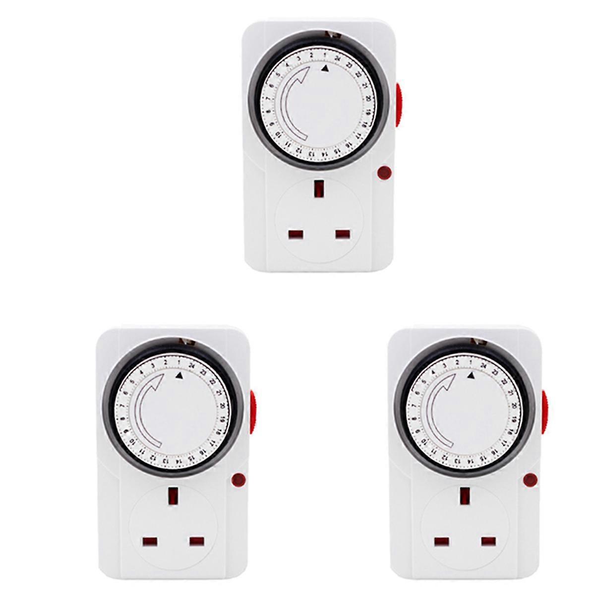 3X 24-Hour Segmented Switch-Energy-Saving Plug Timer Socket Kit-with Programmable Time Controller 3-