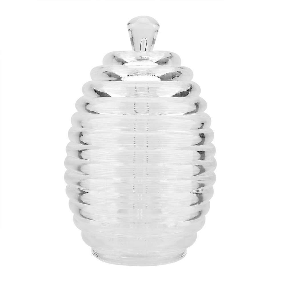 Honey Jar 265ml Clear Glass Dripper Pot For Honey Storage, Dipper Included
