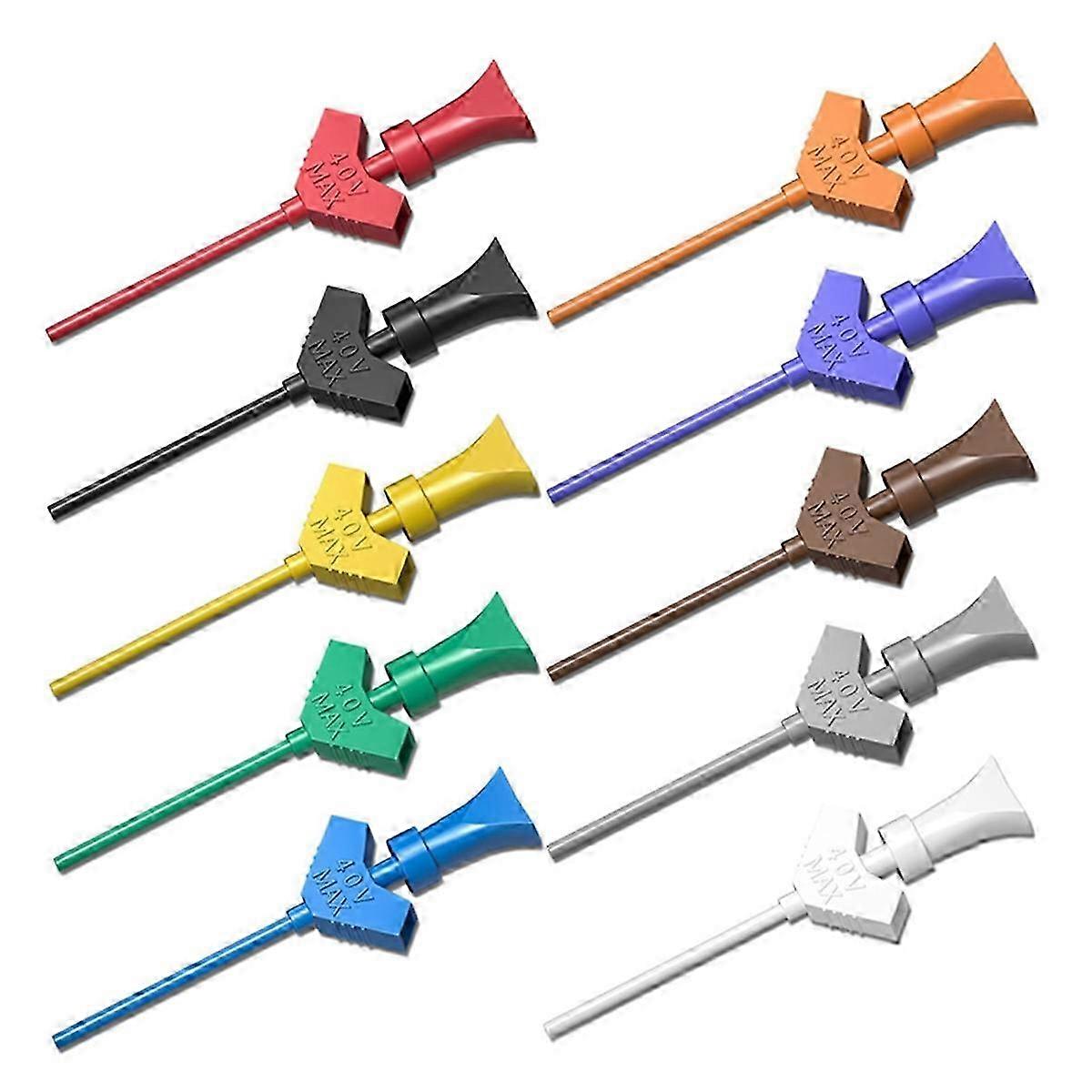 P5003 10Pcs SMD IC Test Clips, Mini Grabber Hooks, Jumper Wire Connectors, Breadboard Oscilloscope Logic Analyzer Probes-Multicolor
