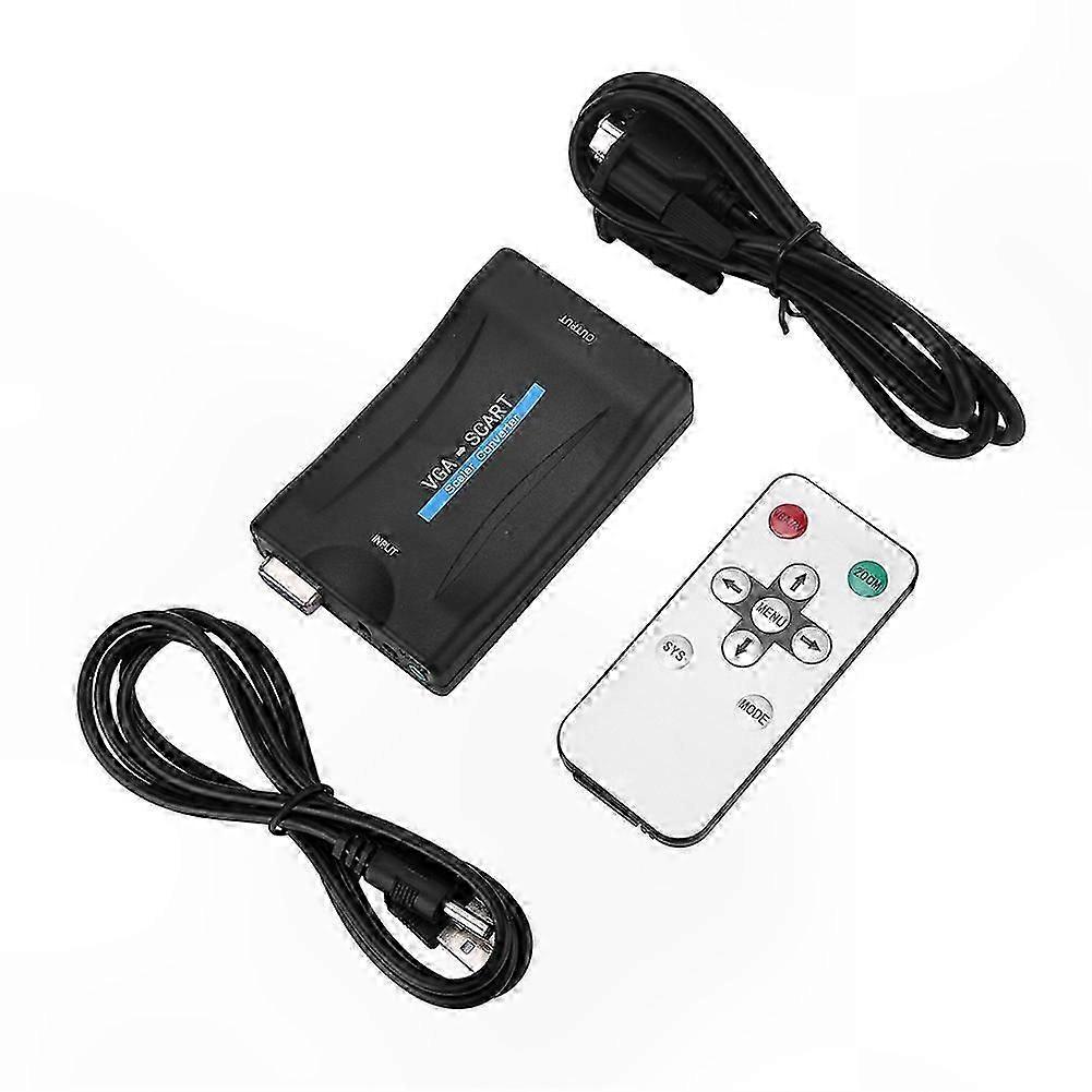 USB-Powered VGA to SCART Video Audio Adapter with Remote Control Functionality