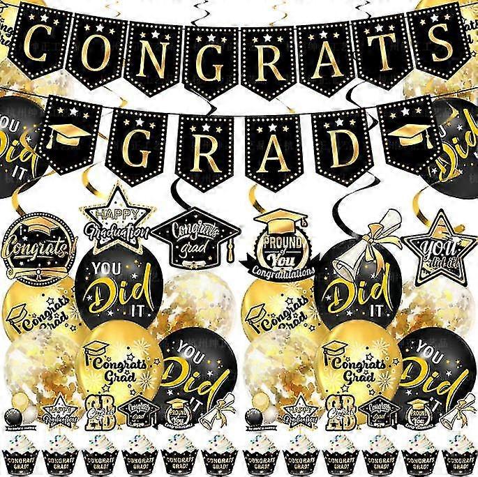 Graduation Party Decorations,balloons Cupcake Toppers And Happy Gra...