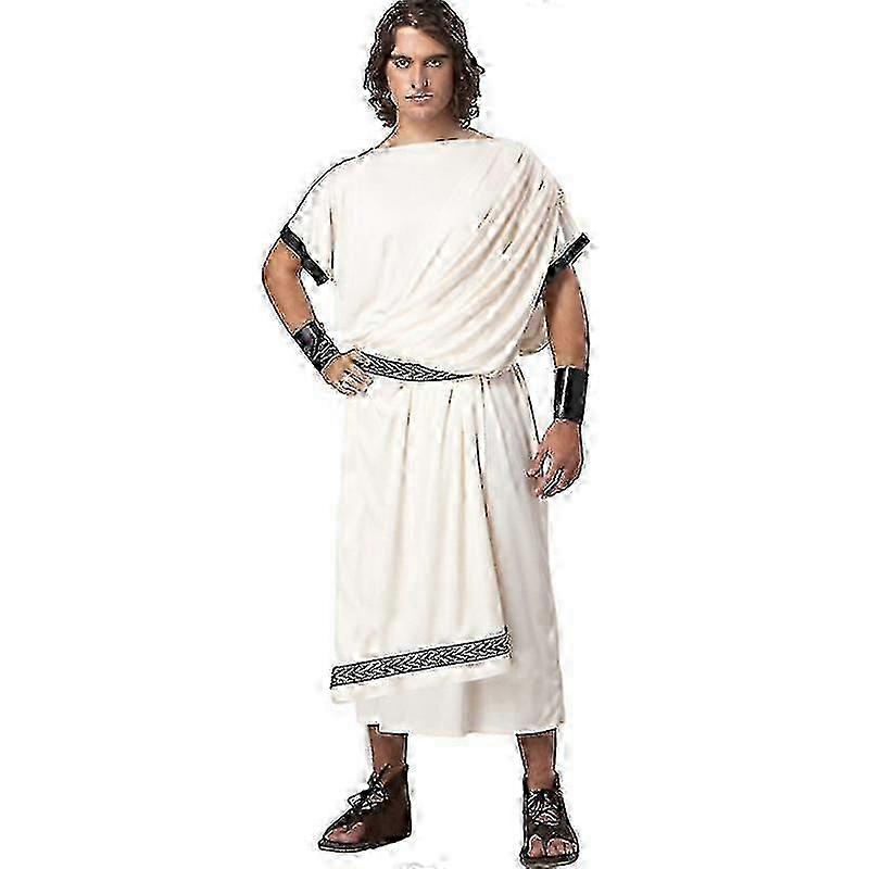 Men's Deluxe Classic Toga Costume Set Including Tunic, Belt,roman G...