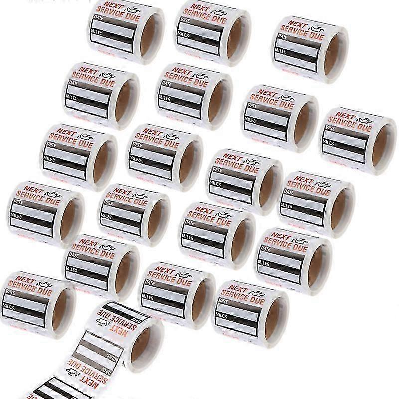 20X Oil Change Service Reminder Stickers - Window Adhesive Labels for "NEXT SERVICE DUE" Car Maintenance