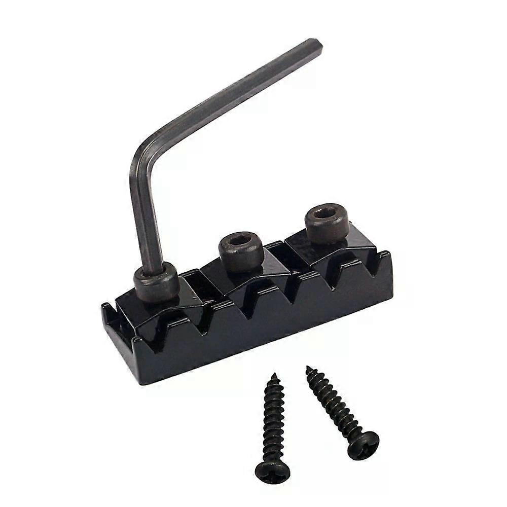 Zinc Alloy Locking Nut, Guitar String Lock Tremolo Bridge Nut with Wrench & Screws, Black