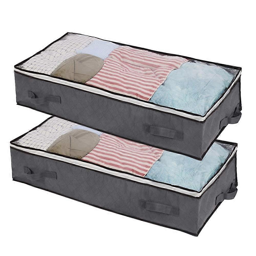 2-Pack 100L Underbed Storage Bags Organizer Container with 4 Handles and 2 Sturdy Zippers, Blankets